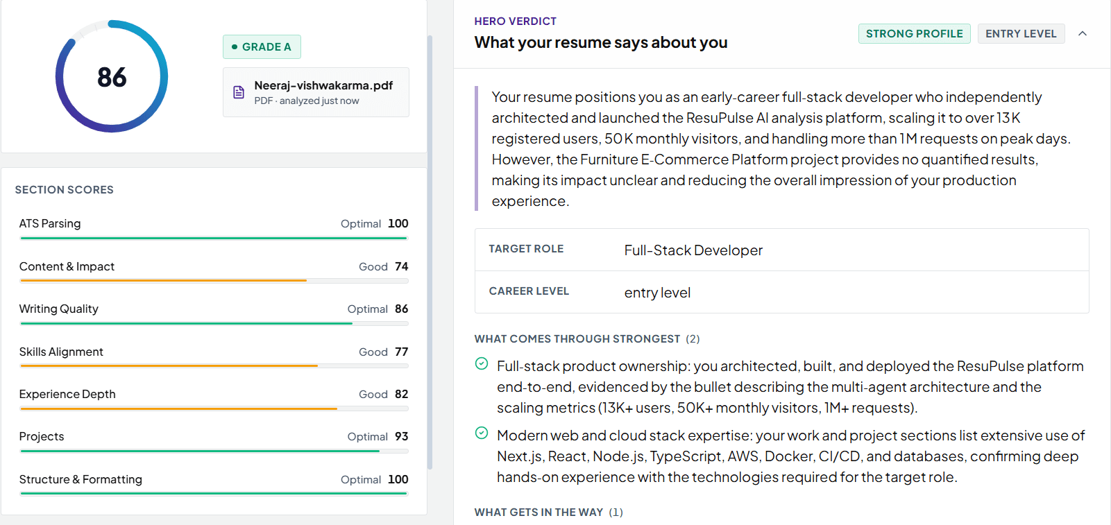AI Resume Analysis & Multi-Dimensional Report