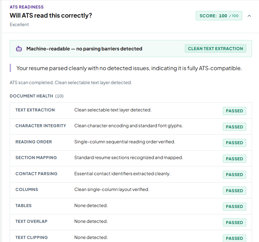 ATS Parse Diagnostics & Machine Stream